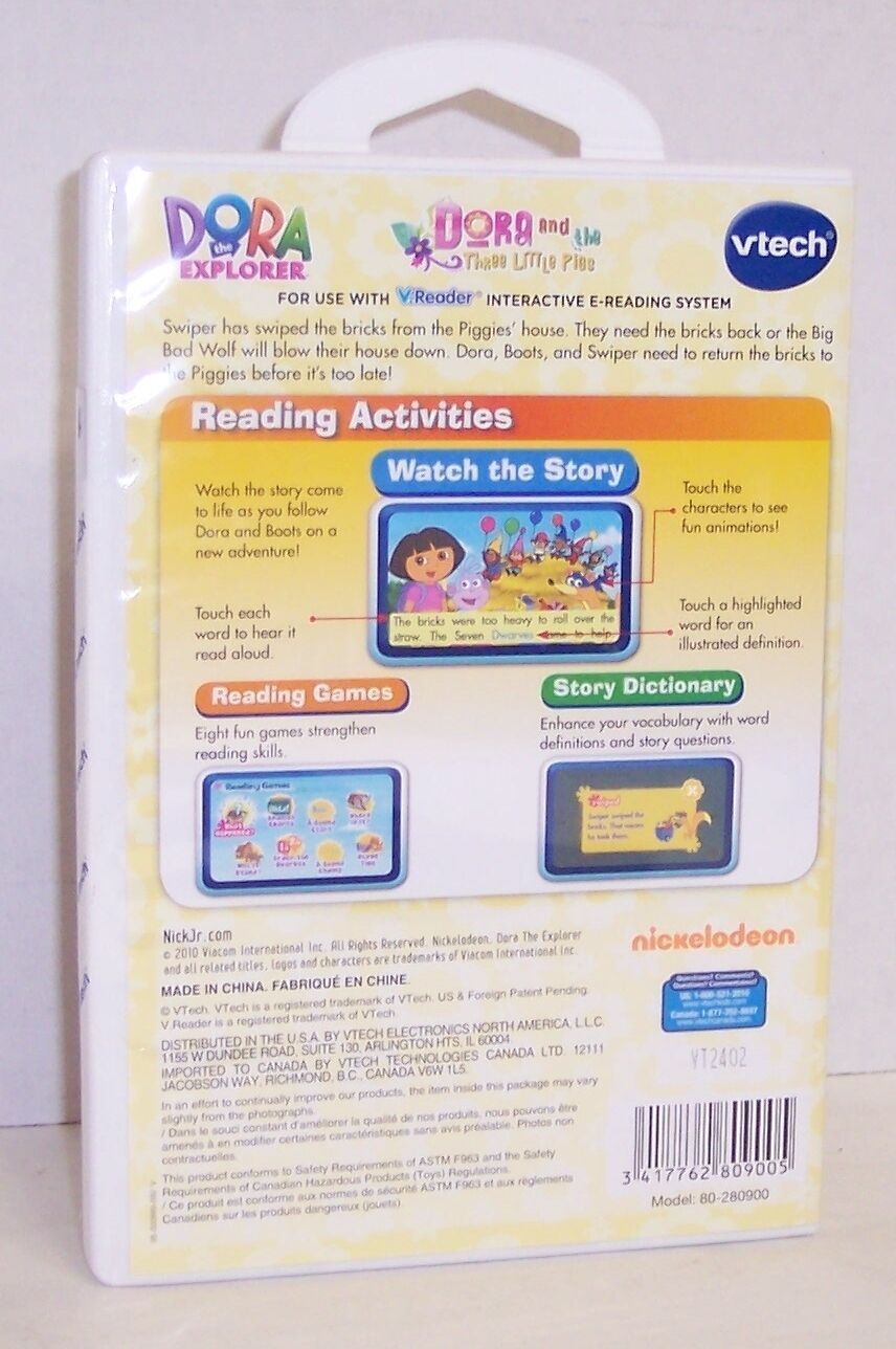 Dora The Explorer and Three Little Pigs VTech V.reader Cartridge E-reading Learn for sale online 