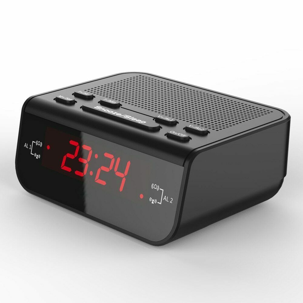 Digital Fm Radio Alarm Clock Projection Led Dual Snooze Battery ...