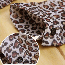 Sheer Chiffon Plus Size Leopard Top Long Sleeve Roll Up Cuff Button Down Shirt image 4