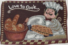 Set Of 4 Tapestry Placemats,13"x19", Fat Chef With Baked Goods, Love To Cook, Hc - $21.77