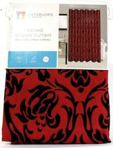 1 Ct Interiors By Design 70 In X 72 In Deep Red & Black Flocked Shower Curtain