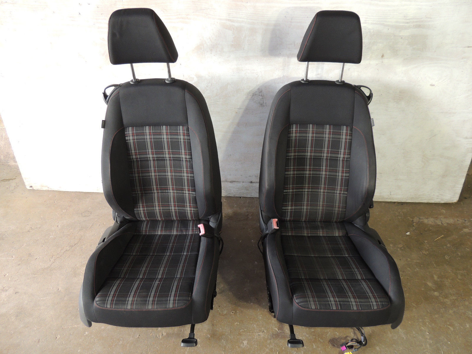 2012 Mk6 Vw Gti Plaid Cloth Bucket Bolster Seats Set Good 2 Door Factory 809 Seats