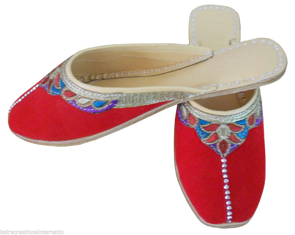 Women Slippers Indian Handmade Traditional Red Clogs Open Jutti US 10 ...
