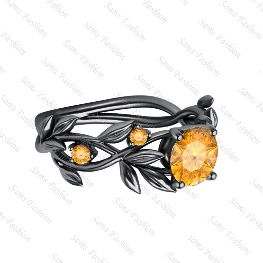 2Ct Citrine Leaves Round Cut Rose Gold Over .925 Sterling Silver For Womenss