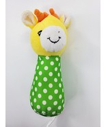 Sassy Grin &amp; Grow 5&quot; Giraffe Baby Hand Rattle Green Yellow Plush Toy Lov... - $9.99