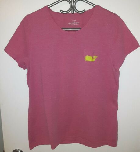 Womens Vineyard Vines Pink Whale Logo on Pocket and Back T-Shirt L ...