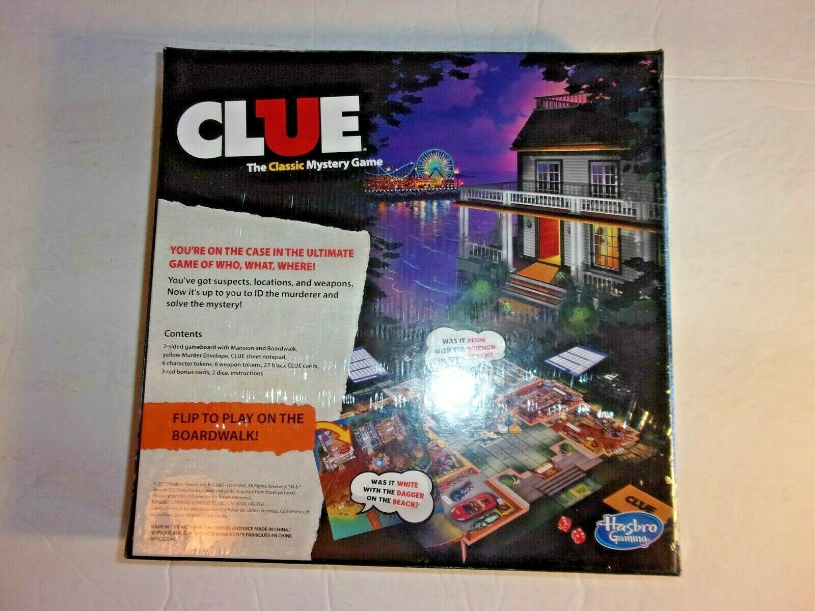 Clue Hasbro Classic Mystery Game with Second Crime Scene Mansion & Boardwalk New 