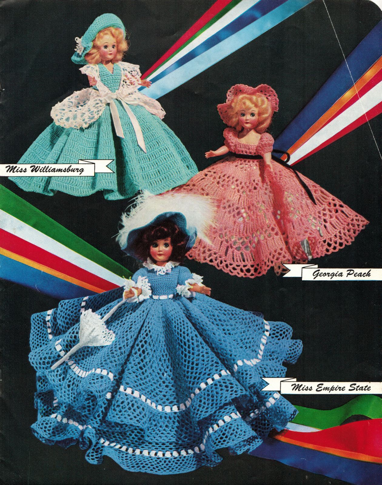 Vtg 1952 8" 11" Americas State Dolls Costume Clothes Georgia Rio Crochet Pattern - $12.99