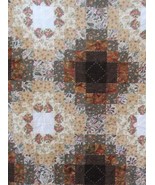 Hand quilted Homemade Quilt, Brown &amp; Cream Cotton, Handmade by Laura Mae... - $78.00