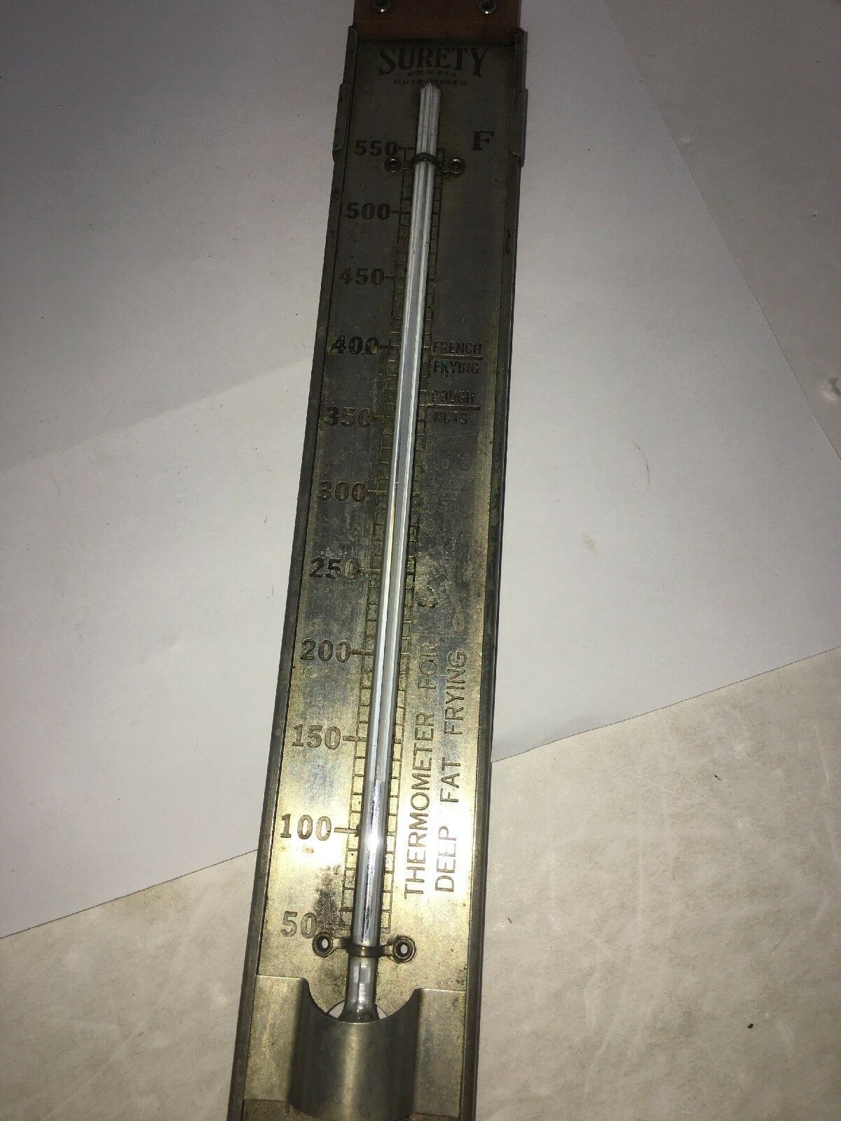 VINTAGE SURETY THERMOMETER FOR CANDY & DEEP FAT FRYING 11 1/2