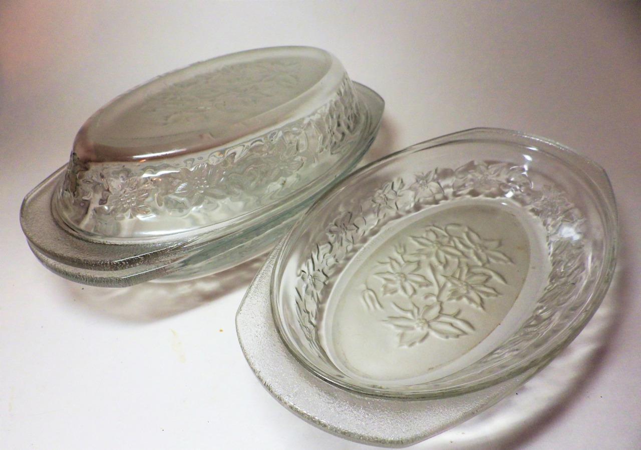 Princess House Fantasia Crystal Glass Sauce/Desert Bowl Poinsettia Design 