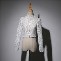 Empire Long Sleeve Lace Crop Top Button Down Wedding Lace Crop Top Plus Size