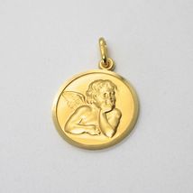 SOLID 18K YELLOW GOLD MEDAL, GUARDIAN ANGEL, 13 mm DIAMETER, VERY DETAILED image 6