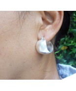 Sterling Silver Wide Hoop Earrings 16mm, Handmade Womens Chubby Hoop Ear... - $41.00