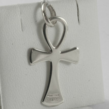 SOLID 18K WHITE GOLD CROSS, CROSS OF LIFE, ANKH, SHINY, 1.26 INCH MADE IN ITALY image 2