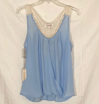 NWT Shyanne women&#39;s sleeveless blouse lace tank top sz M blue country boho - $8.00