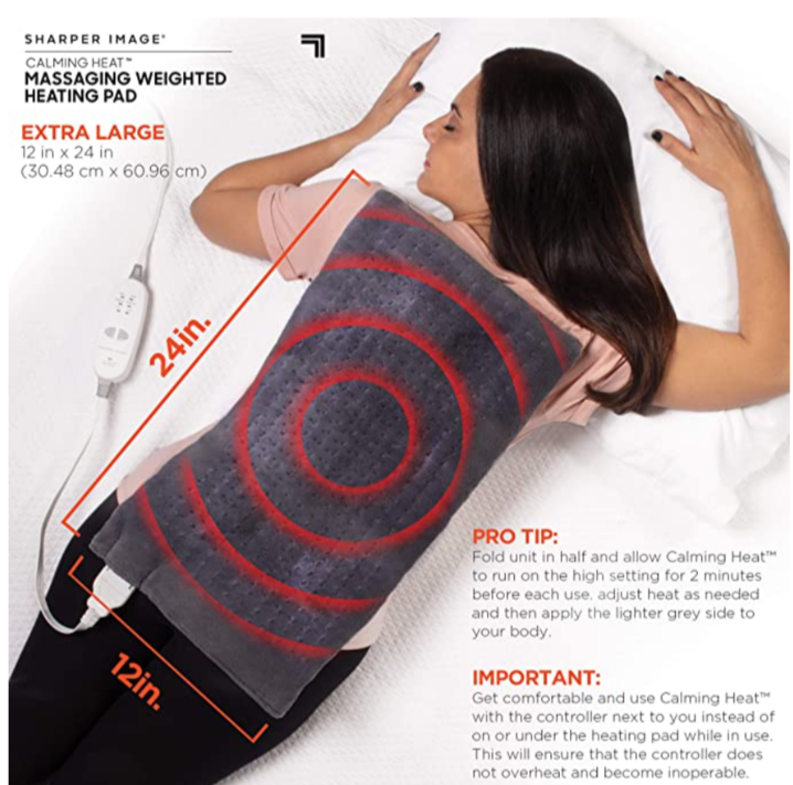 Calming Heat Massaging Weighted Heating Pad by Sharper Image - Electric ...