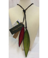 Natural Seed Pod Necklace Maria Oiticica Green & Red w/ Braided Rope Brazil - $9.36