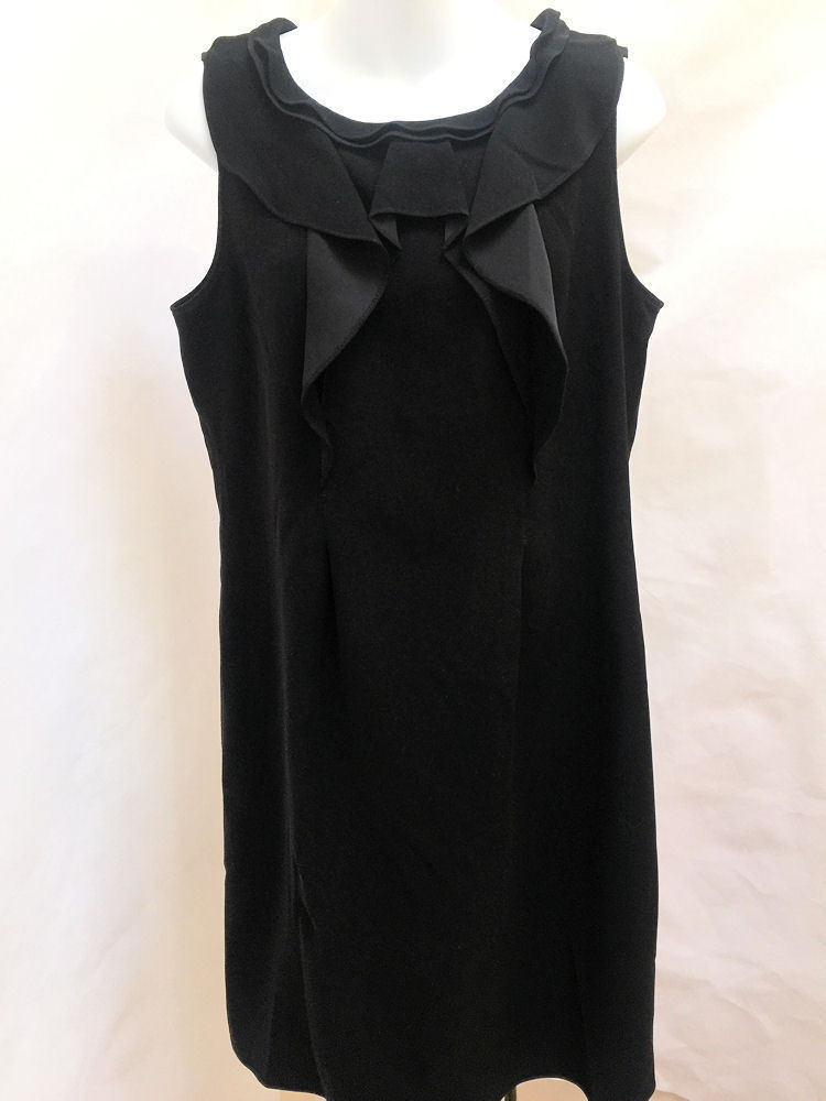 Primary image for Tahari M Dress Black Ruffled Sleeveless Exposed Zip