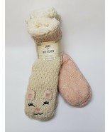 Jane and Bleecker Slipper Socks 2 Pair Plushfill Lined Pink Cat Shoe Siz... - $29.65