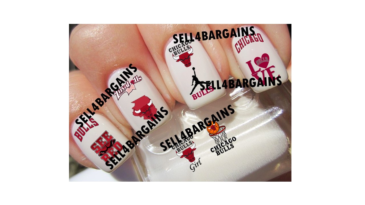 NBA CHICAGO BULLS BASKETBALL LOGOS》10 DIFFERENT DESIGNS Tattoo Nail Art Decals