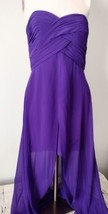 Davids Bridal Strapless Chiffon Gown Womens Sz 4 Purple Sheer Open Leg L... - $29.69