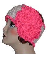 Hot Pink Fascinator Flower, White And Neon Pink Ear Warmer, Neon Pink He... - $37.00