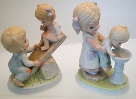 Set of 2 Porcelain Figurnines Homco 1406 BABY HELPING THE YOUNG ONES Col... - $22.00