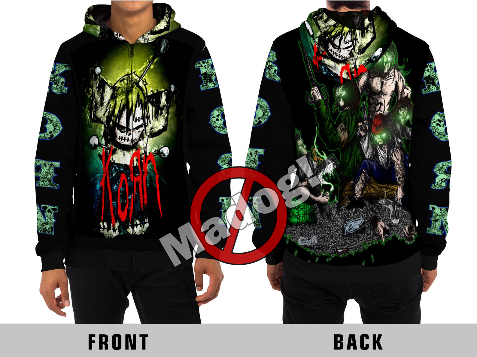 Korn Nu Metal Rock Band All Over Print Zipper Hoodie Sweatshirts, Hoodies