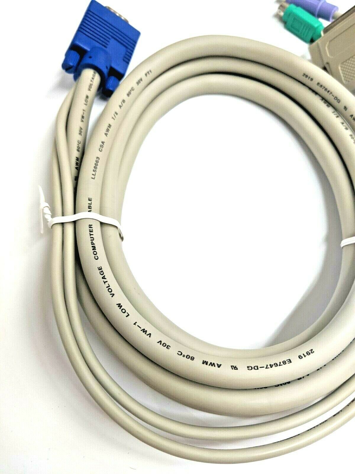 Cybex 8FT DB25FMD6MHD15M PS/2 E87647DG AWM 80C 30V Computer Cable