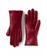 Lands&#39; End Touch Screen Cashmere Lined Leather Gloves LightRich Red L NE... - $50.47