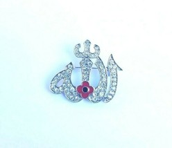 Stunning Diamonte Silver Plated AllahPoppy Muslim Islam British India Br... - $12.79