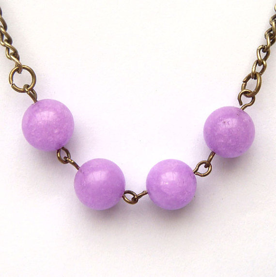 Antiqued Brass Purple Jade Necklace Necklaces & Pendants