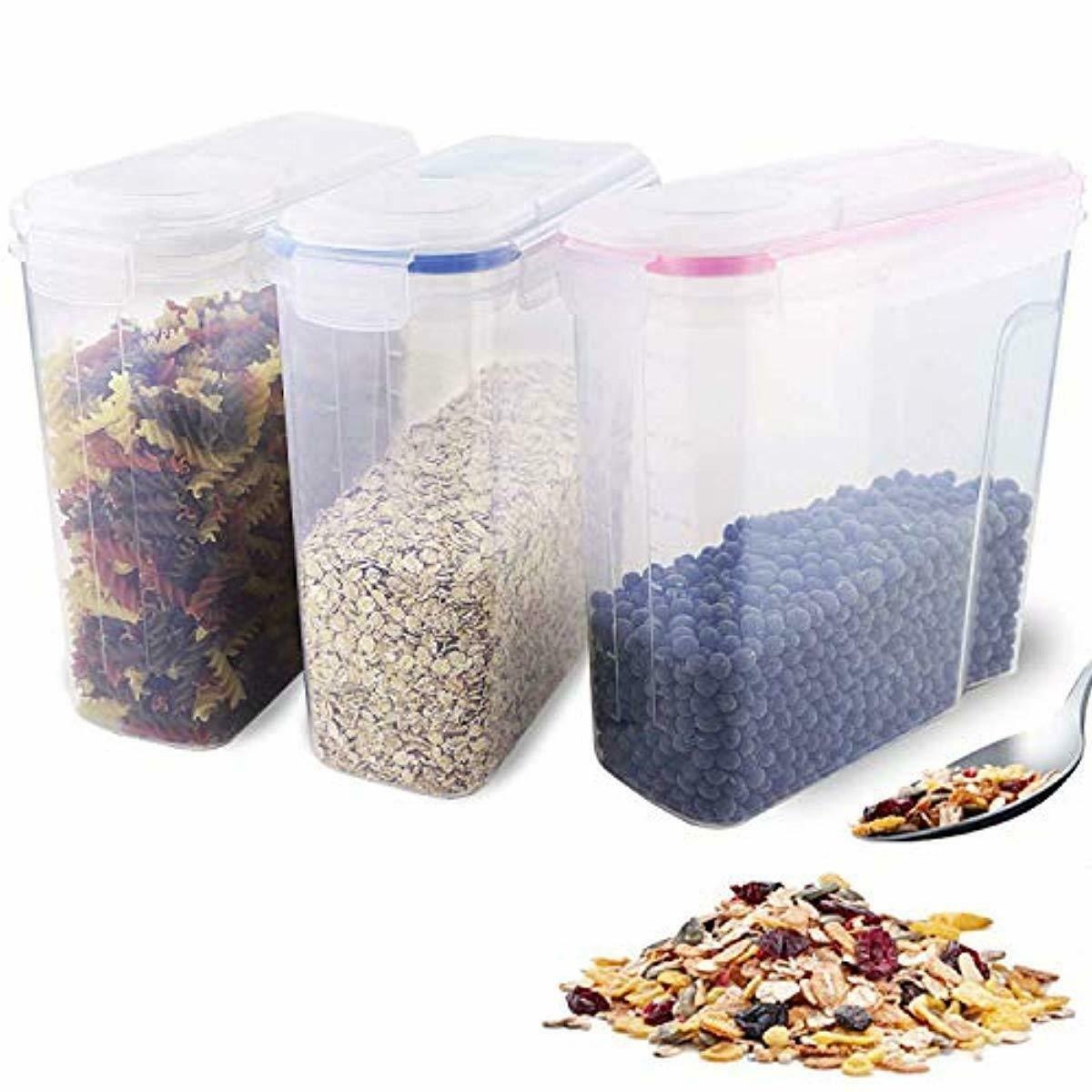 4pcs Cereal Storage Container Large Sealed Cans 4L (136oz) in