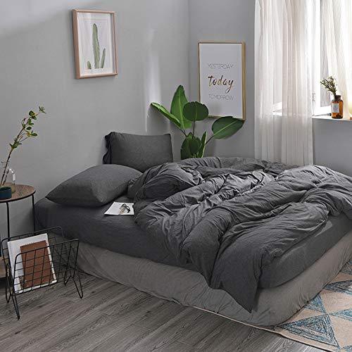 DOUH Jersey Knit Cotton Duvet Cover Queen Dark Gray Duvet Cover Set 3 Pieces, Su - Duvet Covers