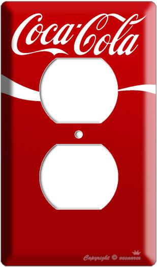 COKE COCA-COLA CLASSIC RED WAVE STRIPE ELECTRIC 2 POWER OUTLETS COVER WALL PLATE