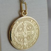 SOLID 18K YELLOW GOLD ST SAINT BENEDICT PROTECTION MEDAL CROSS, MADE IN ITALY  image 3