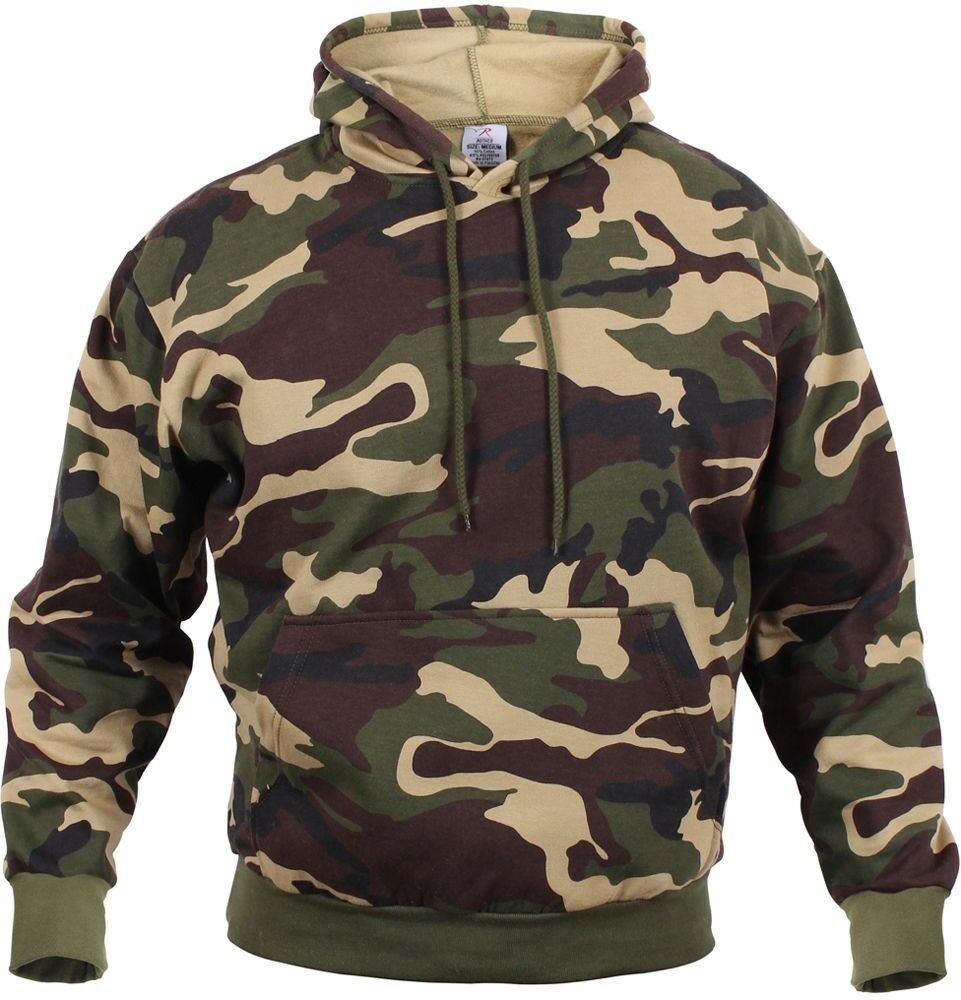 Camo Hoodie Pullover Hooded Sweatshirt Woodland Camouflage Army Fatigues Sweat Hoodies 1466