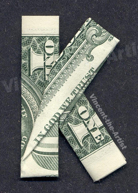 MONEY ORIGAMI LETTERS Made with REAL Dollar Bill Cash Currency Alphabet ...