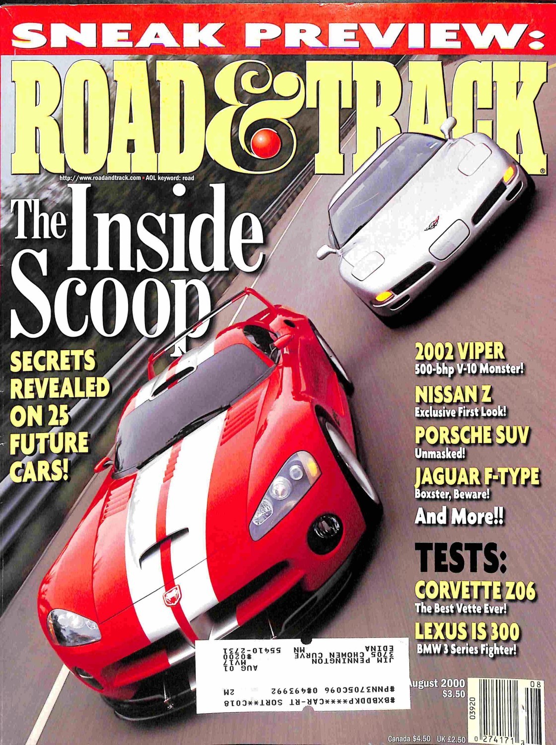 Road and Track, August 2000 Magazine Back Issues