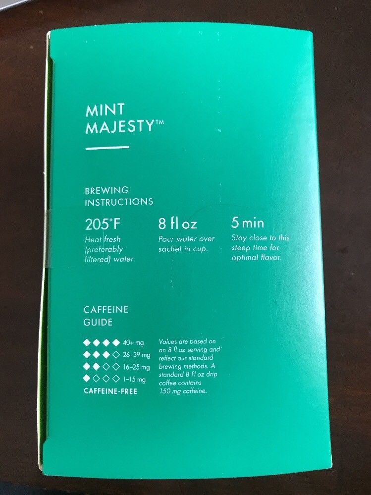 Starbucks Teavana Mint Majesty Tea Blend 12 Sachets NEW FREE SHIP Tea