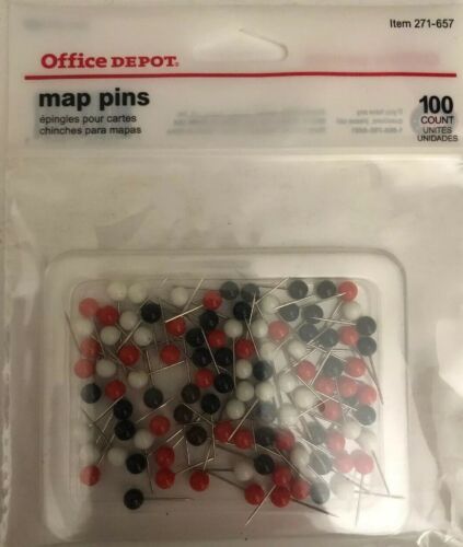 Office Depot® Brand Map Pins,Assorted, Pack Of 100-RARE-SHIPS N 24 HOURS