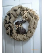 Handmade Chocolate 18&quot; Easter Bunny Burlap Wreath Door Home Decor - $56.09
