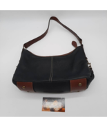Fossil Womens Satchel Handbag Black Brown Leather Zipper Pocket Sling Handle S - $33.99