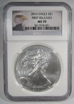 2012 $1 American Silver Eagle &quot;First Release&quot; NGC MS70 Eagle Label Coin ... - $70.53