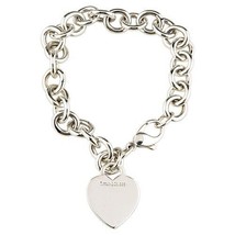Tiffany & Co. Sterling Silver Blank Heart Tag Charm Bracelet 7.5" - $321.76
