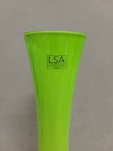 LSA Lime Green Glass Vase MCM Art Decor Poland Mouthblown 19.75&quot; Tall w/... - $68.95
