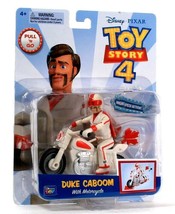 Think Way Toys Disney Pixar Toy Story 4 Duke Caboom With Motorcycle Pull N Go
