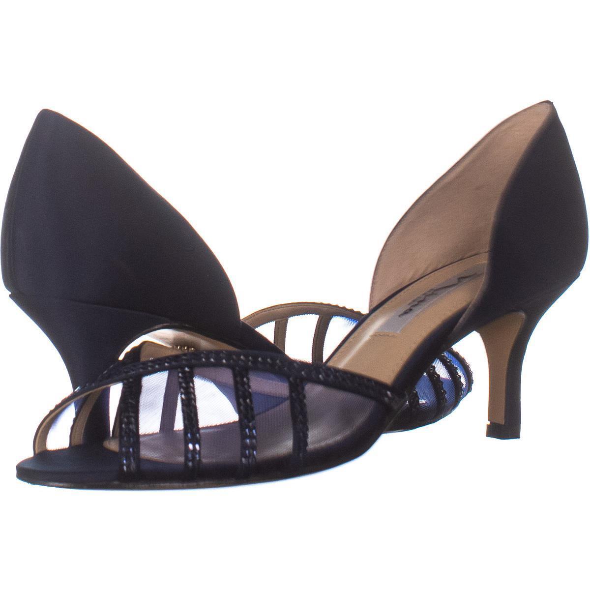 Nina Corita Peep Toe Kitten Heels 262, New Navy, 8.5