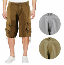 Men's Relaxed Fit Multi Pocket Cotton Casual Military Cargo Shorts